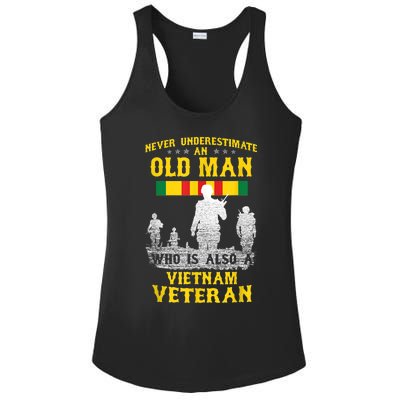 Mens Never Underestimate An OLD MAN Vietnam Veteran Gift Ladies PosiCharge Competitor Racerback Tank