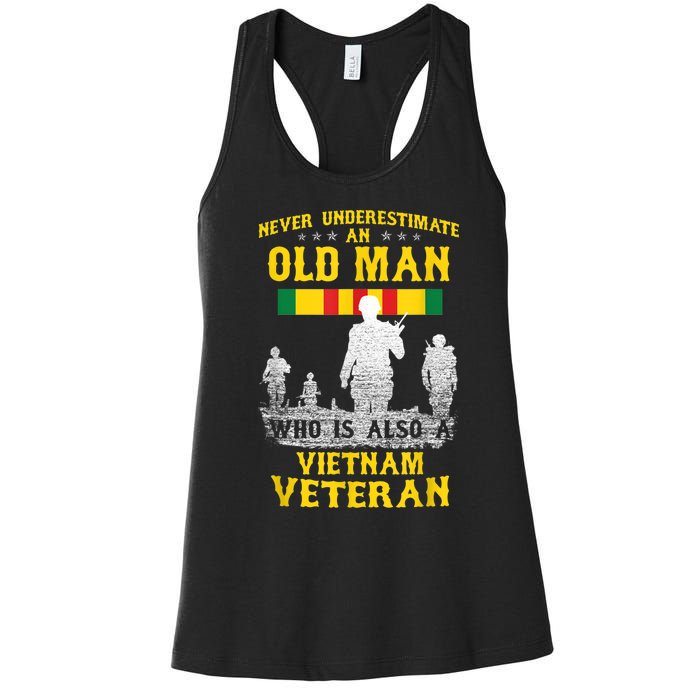 Mens Never Underestimate An OLD MAN Vietnam Veteran Gift Women's Racerback Tank