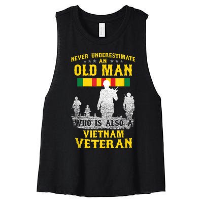 Mens Never Underestimate An OLD MAN Vietnam Veteran Gift Women's Racerback Cropped Tank