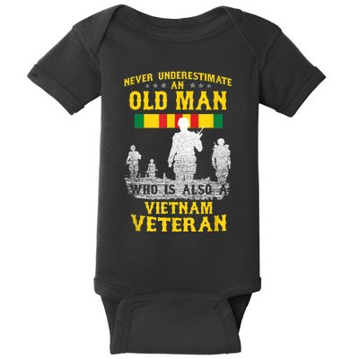 Mens Never Underestimate An OLD MAN Vietnam Veteran Gift Baby Bodysuit