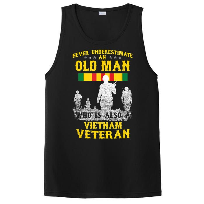 Mens Never Underestimate An OLD MAN Vietnam Veteran Gift PosiCharge Competitor Tank