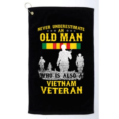 Mens Never Underestimate An OLD MAN Vietnam Veteran Gift Platinum Collection Golf Towel