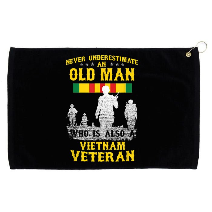 Mens Never Underestimate An OLD MAN Vietnam Veteran Gift Grommeted Golf Towel