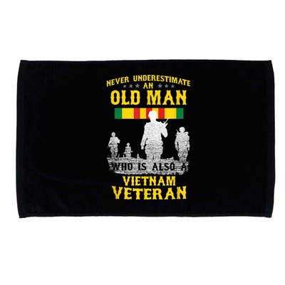 Mens Never Underestimate An OLD MAN Vietnam Veteran Gift Microfiber Hand Towel