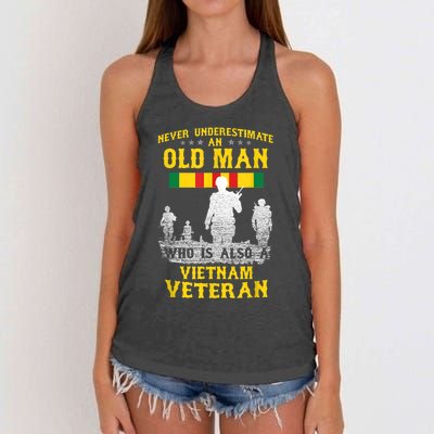 Mens Never Underestimate An OLD MAN Vietnam Veteran Gift Women's Knotted Racerback Tank