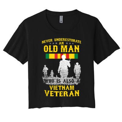 Mens Never Underestimate An OLD MAN Vietnam Veteran Gift Women's Crop Top Tee