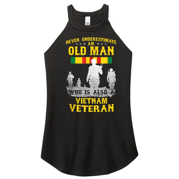 Mens Never Underestimate An OLD MAN Vietnam Veteran Gift Women's Perfect Tri Rocker Tank