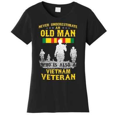 Mens Never Underestimate An OLD MAN Vietnam Veteran Gift Women's T-Shirt