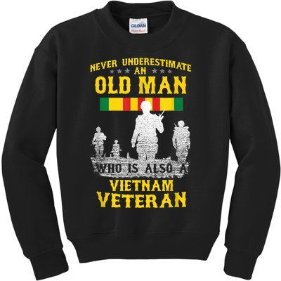 Mens Never Underestimate An OLD MAN Vietnam Veteran Gift Kids Sweatshirt