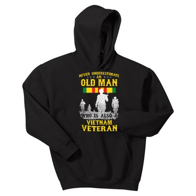 Mens Never Underestimate An OLD MAN Vietnam Veteran Gift Kids Hoodie