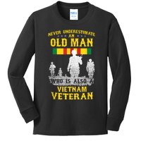 Mens Never Underestimate An OLD MAN Vietnam Veteran Gift Kids Long Sleeve Shirt