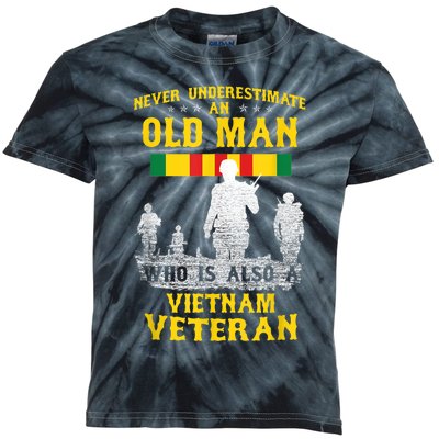 Mens Never Underestimate An OLD MAN Vietnam Veteran Gift Kids Tie-Dye T-Shirt