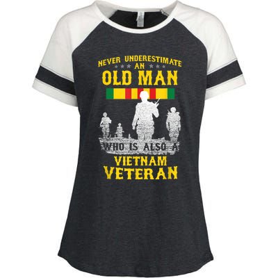 Mens Never Underestimate An OLD MAN Vietnam Veteran Gift Enza Ladies Jersey Colorblock Tee