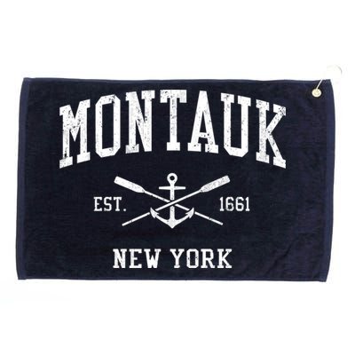 Montauk NY Vintage Crossed Oars & Boat Anchor Sports Grommeted Golf Towel