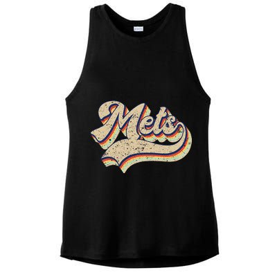 Mets Name Vintage Retro Baseball Lovers Baseball Fans Ladies PosiCharge Tri-Blend Wicking Tank