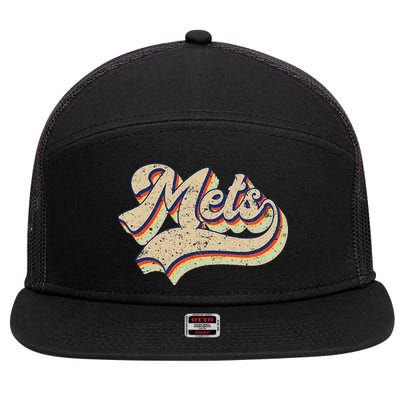 Mets Name Vintage Retro Baseball Lovers Baseball Fans 7 Panel Mesh Trucker Snapback Hat