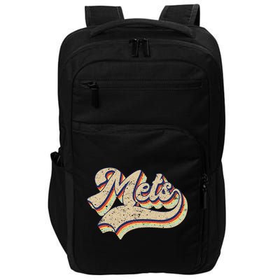 Mets Name Vintage Retro Baseball Lovers Baseball Fans Impact Tech Backpack