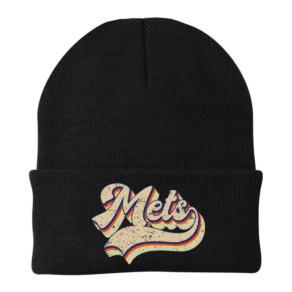 Mets Name Vintage Retro Baseball Lovers Baseball Fans Beanie