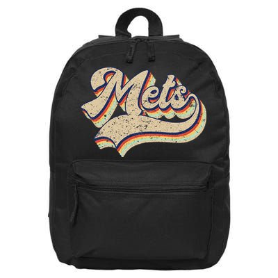 Mets Name Vintage Retro Baseball Lovers Baseball Fans 16 in Basic Backpack