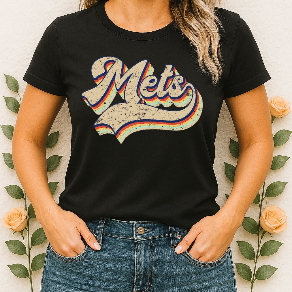 Mets Name Vintage Retro Baseball Lovers Baseball Fans Womens T-Shirt