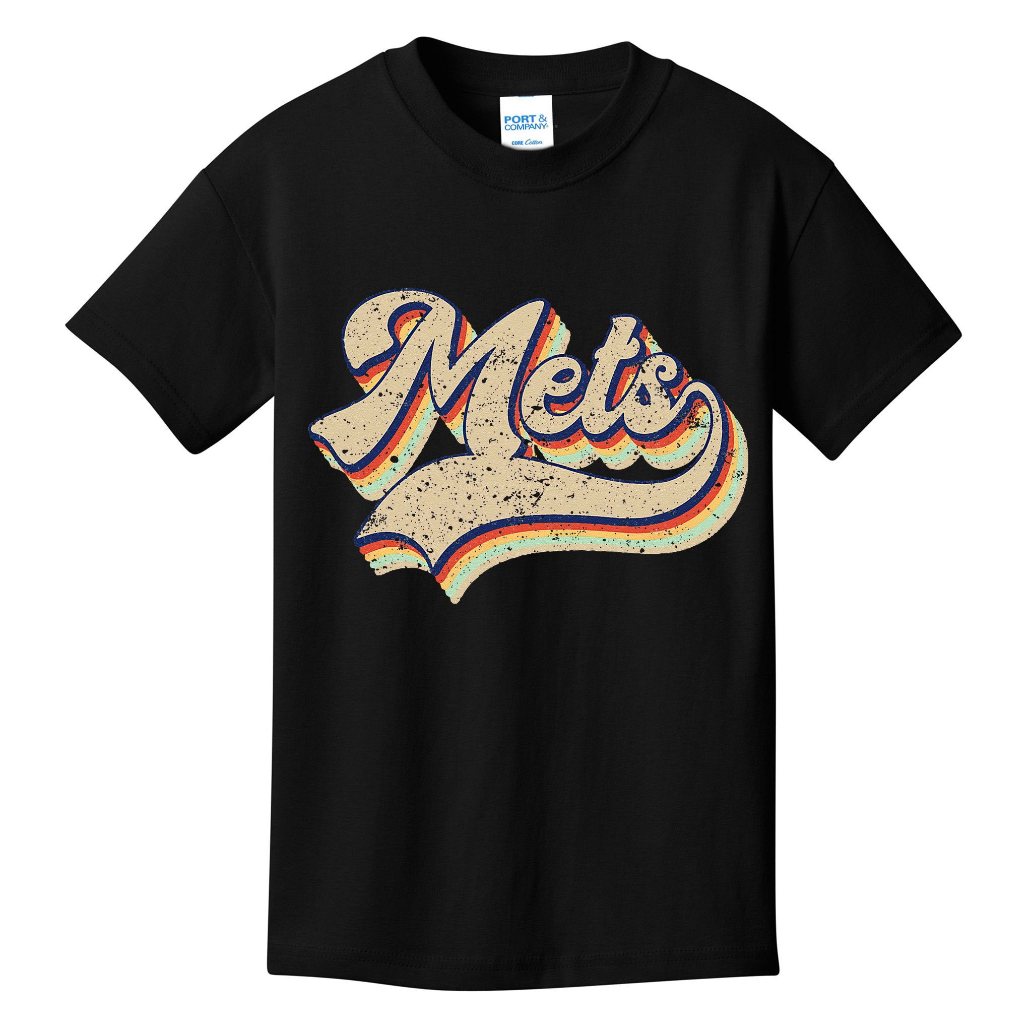 Mets Name Vintage Retro Baseball Lovers Baseball Fans Kids T-Shirt