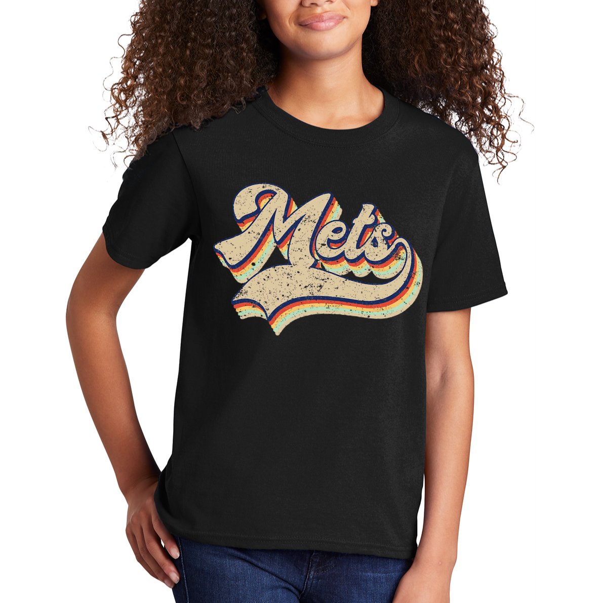 Mets Name Vintage Retro Baseball Lovers Baseball Fans Kids T-Shirt
