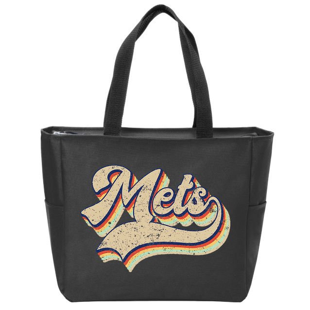 Mets Name Vintage Retro Baseball Lovers Baseball Fans Zip Tote Bag