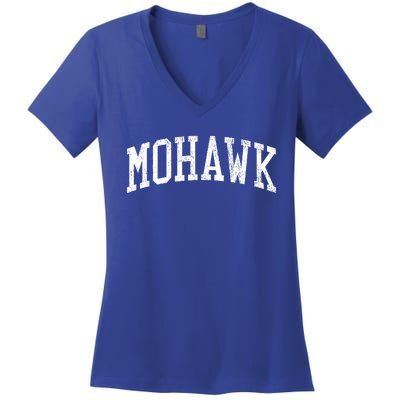 Mohawk NY Vintage Athletic Sports JS02  Women's V-Neck T-Shirt