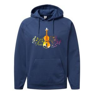 Music Notes Violin Gift Performance Fleece Hoodie