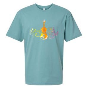 Music Notes Violin Gift Sueded Cloud Jersey T-Shirt