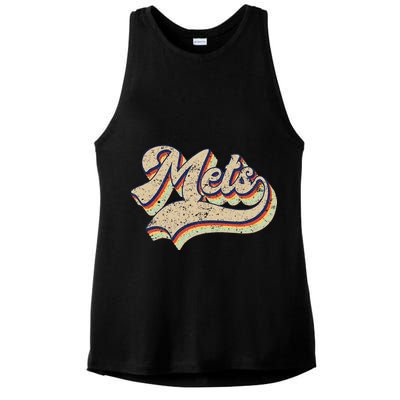 Mets Name Vintage Retro Baseball Lovers Baseball Fans Ladies PosiCharge Tri-Blend Wicking Tank