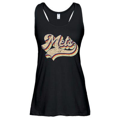 Mets Name Vintage Retro Baseball Lovers Baseball Fans Ladies Essential Flowy Tank