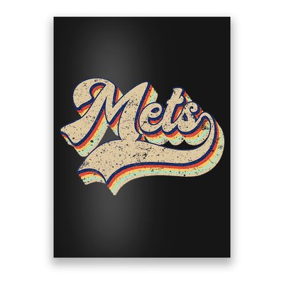 Mets Name Vintage Retro Baseball Lovers Baseball Fans Poster