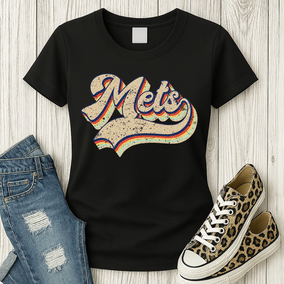 Mets Name Vintage Retro Baseball Lovers Baseball Fans Womens T-Shirt