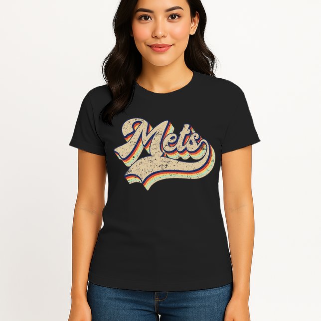 Mets Name Vintage Retro Baseball Lovers Baseball Fans Womens T-Shirt