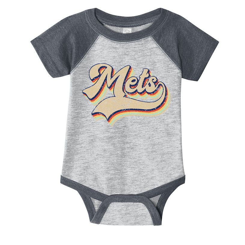Mets Name Vintage Retro Baseball Lovers Baseball Fans Infant Baby Jersey Bodysuit
