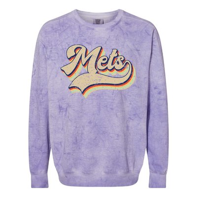 Mets Name Vintage Retro Baseball Lovers Baseball Fans Colorblast Crewneck Sweatshirt