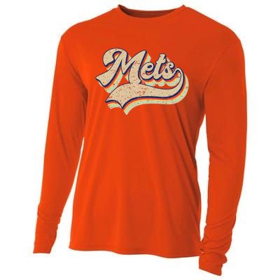 Mets Name Vintage Retro Baseball Lovers Baseball Fans Cooling Performance Long Sleeve Crew