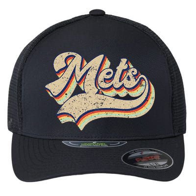Mets Name Vintage Retro Baseball Lovers Baseball Fans Flexfit Unipanel Trucker Cap
