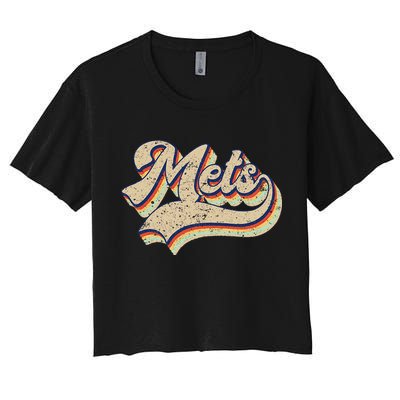 Mets Name Vintage Retro Baseball Lovers Baseball Fans Crop Top
