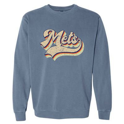 Mets Name Vintage Retro Baseball Lovers Baseball Fans Garment-Dyed Sweatshirt