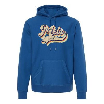 Mets Name Vintage Retro Baseball Lovers Baseball Fans Premium Hoodie