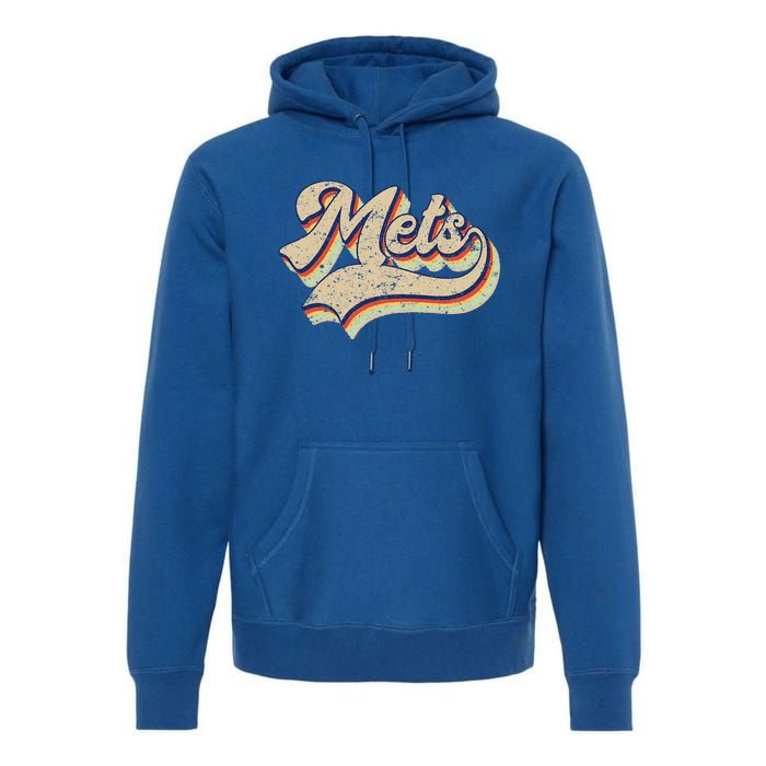 Mets Name Vintage Retro Baseball Lovers Baseball Fans Premium Hoodie