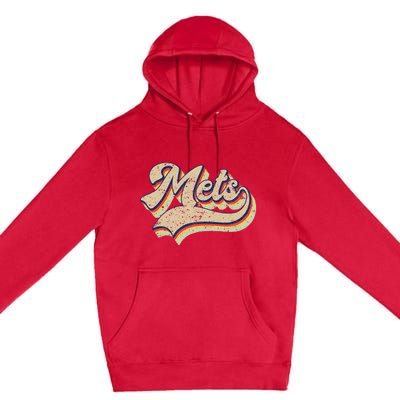 Mets Name Vintage Retro Baseball Lovers Baseball Fans Premium Pullover Hoodie