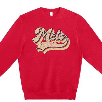 Mets Name Vintage Retro Baseball Lovers Baseball Fans Premium Crewneck Sweatshirt