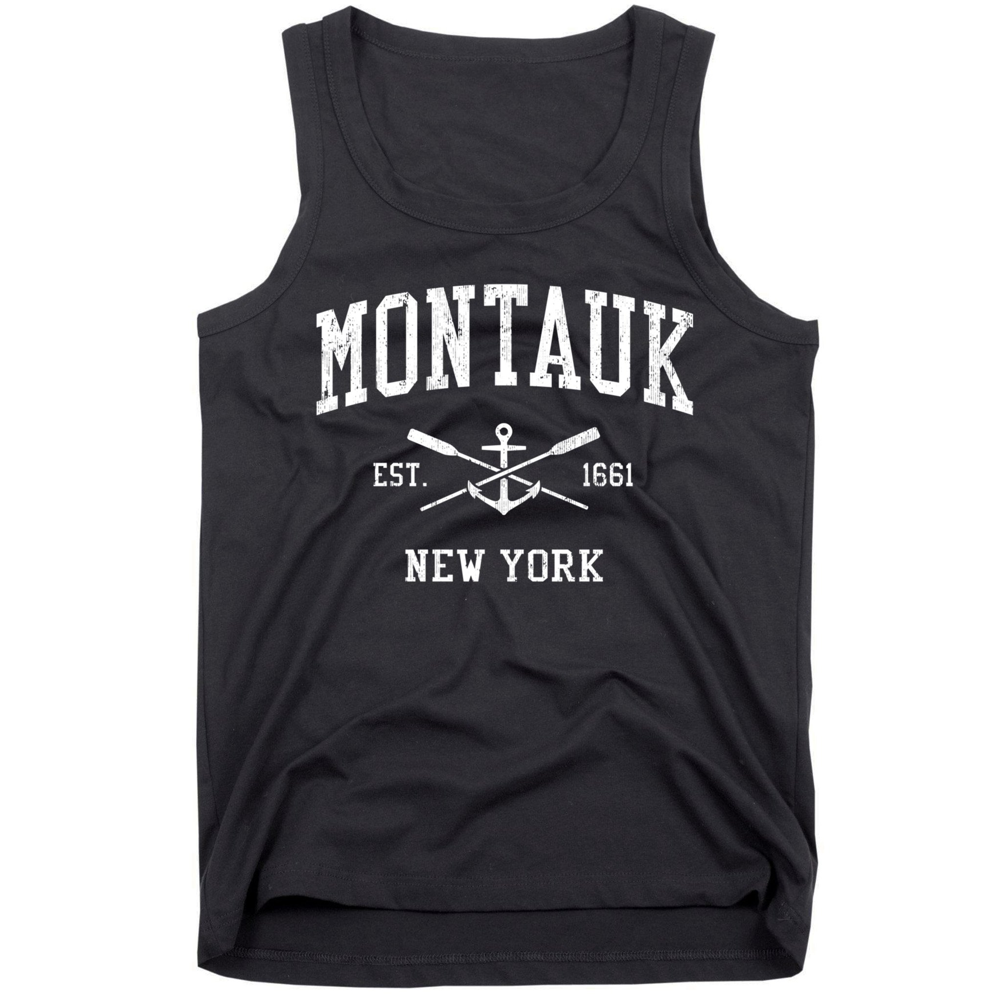 Montauk Ny Vintage Crossed Oars And Boat Anchor Sports Great Gift Tank Top
