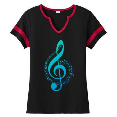 Music Note White Treble Clef Musical Symbol For Musician Gift Ladies Halftime Notch Neck Tee