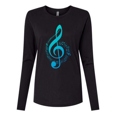 Music Note White Treble Clef Musical Symbol For Musician Gift Womens Cotton Relaxed Long Sleeve T-Shirt