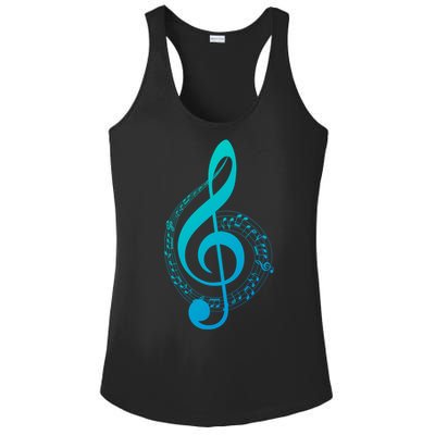 Music Note White Treble Clef Musical Symbol For Musician Gift Ladies PosiCharge Competitor Racerback Tank