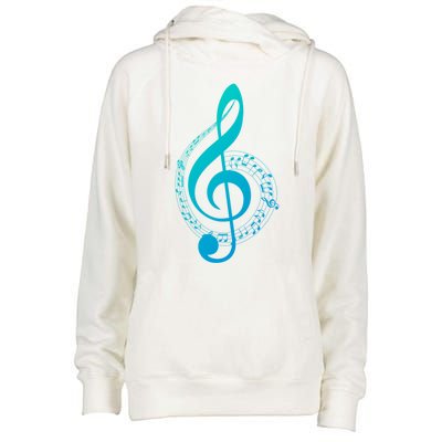 Music Note White Treble Clef Musical Symbol For Musician Gift Womens Funnel Neck Pullover Hood